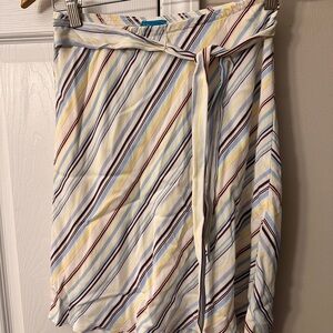 Vintage To The Max! Asymmetrical Striped Tie-Waist Skirt - Multi Pastel